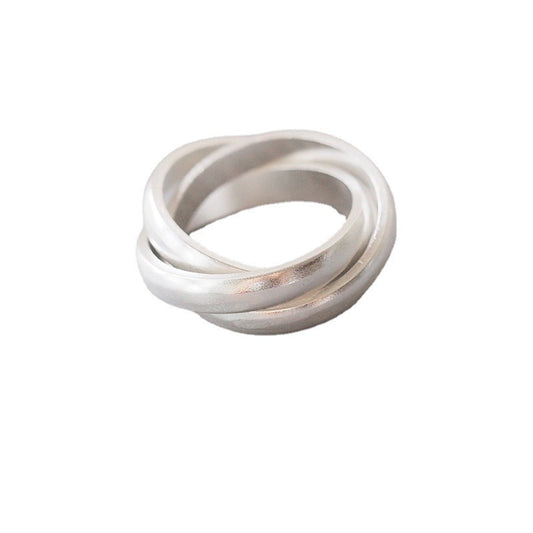Pure Silver Solid Ring Frosted Ring