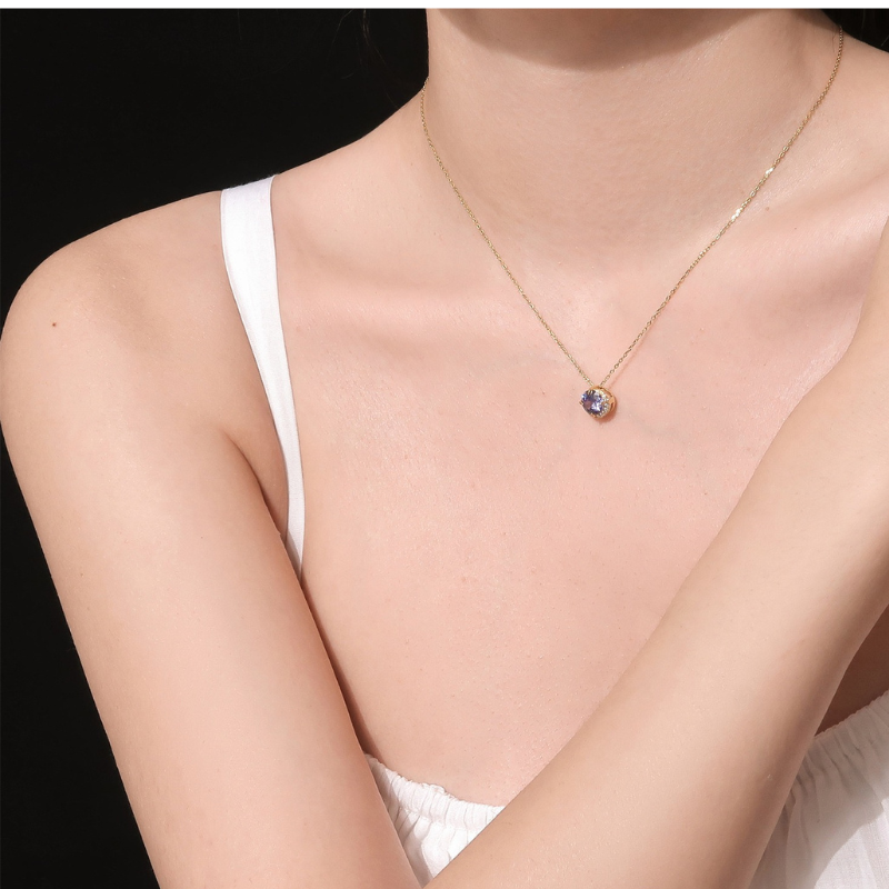 Blue Tanzanite Copper Plated 18K gold Necklace