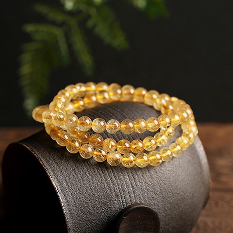 High Quality Natural Three Circle Gold Crystal Bracelet