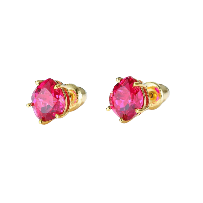 S925 Silver Plated With 10K Gold Red Corundum Earrings