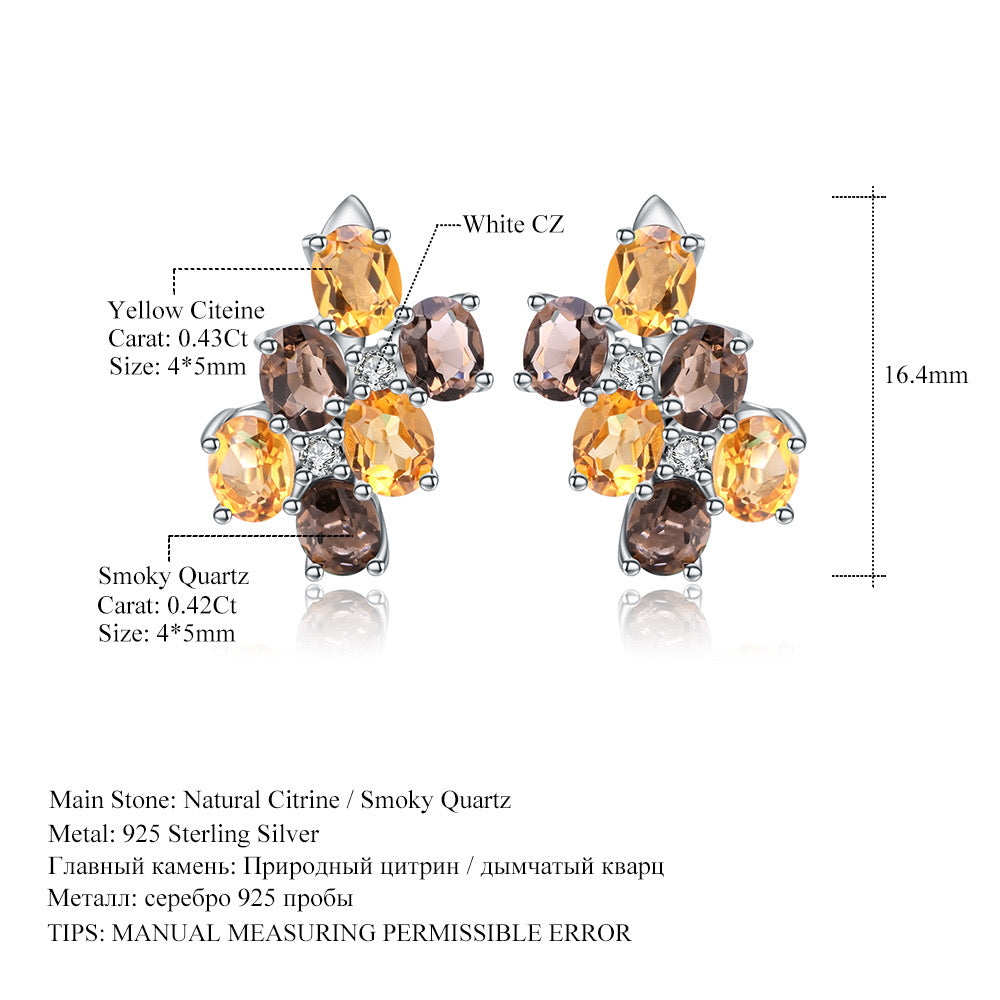 S925 Sterling Silver Natural Citrine Earrings