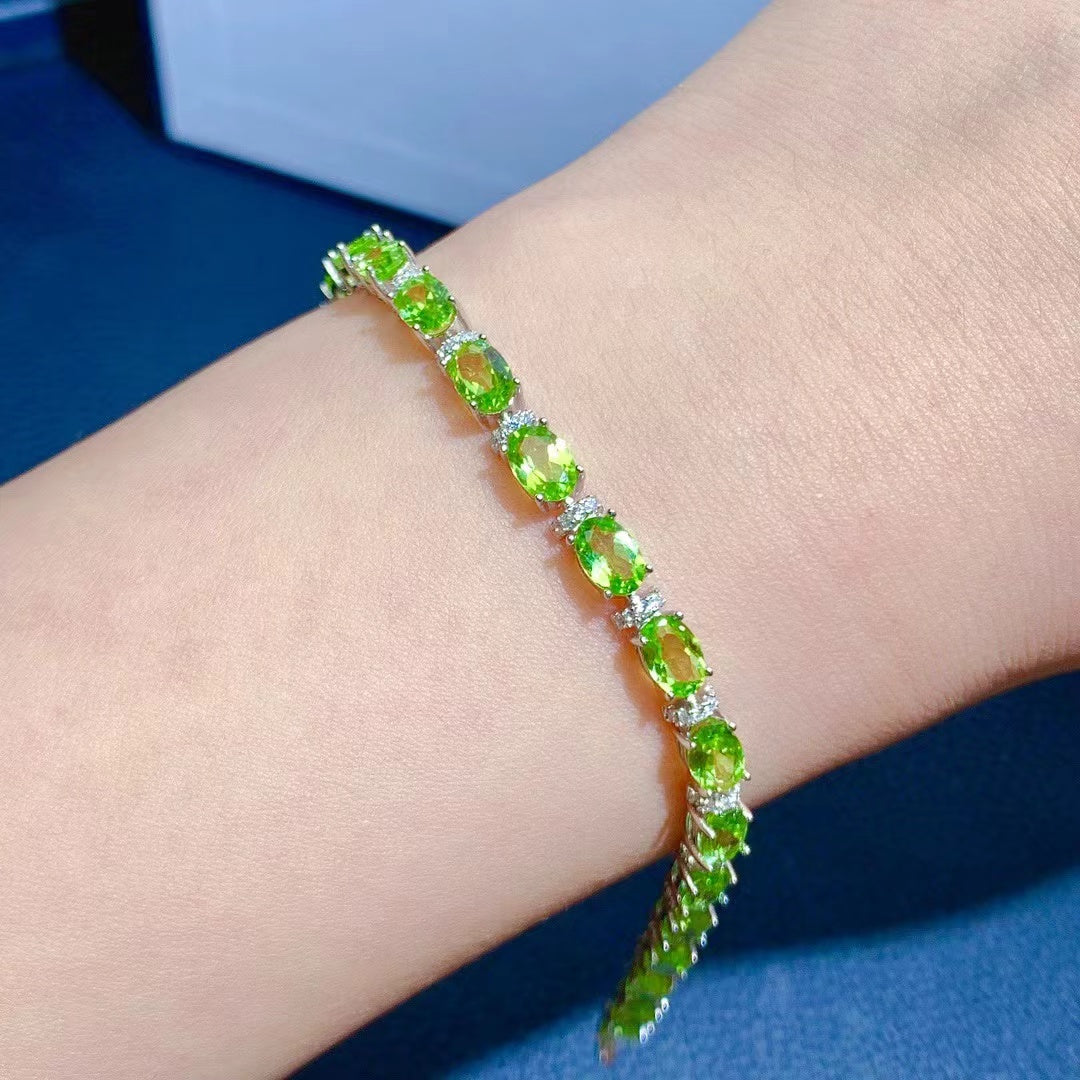 S925 Silver Peridot Bracelet