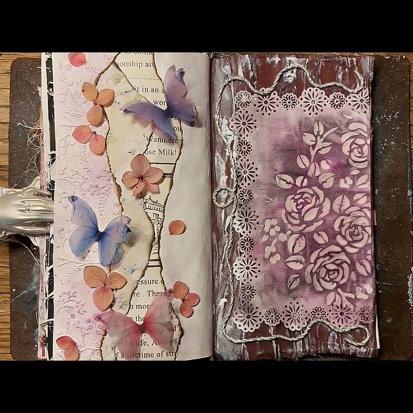 DIY Journaling Supplies - Ultra Dreamy Semi-Transparent Double-Layer Butterflies-2 pink, 2 blue, and 2 purple (6 pieces in total)