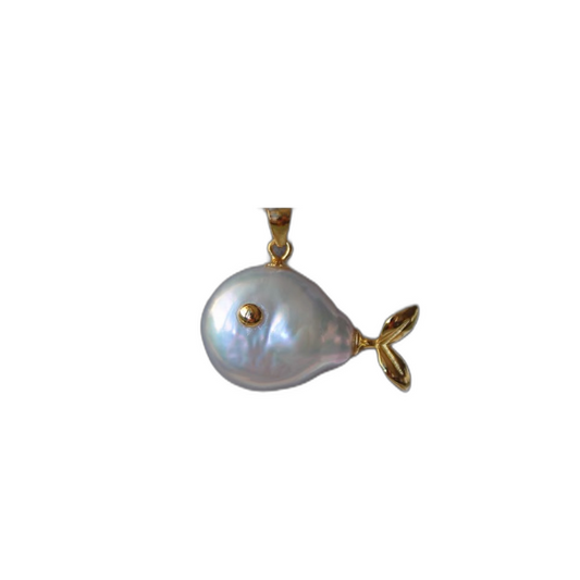 Freshwater Baroque Pearl Small Fish 925 Silver Stud Necklace