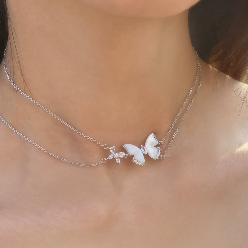 Copper Plated Gold Natural shell Doule Necklace