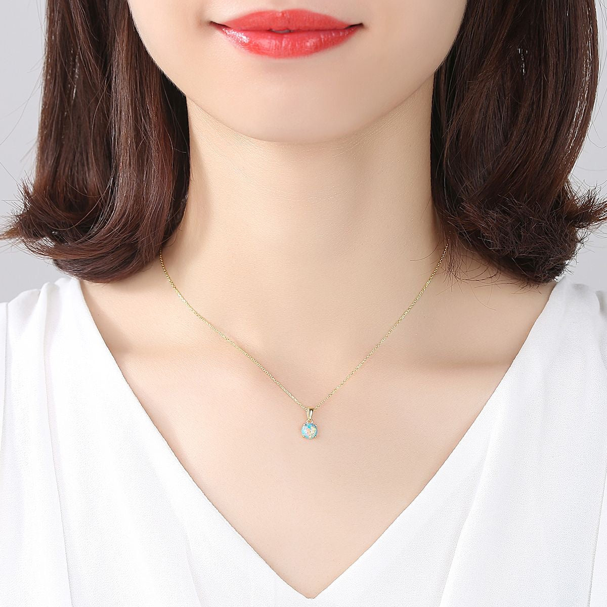 S925 Sterling Silver Opal Necklace
