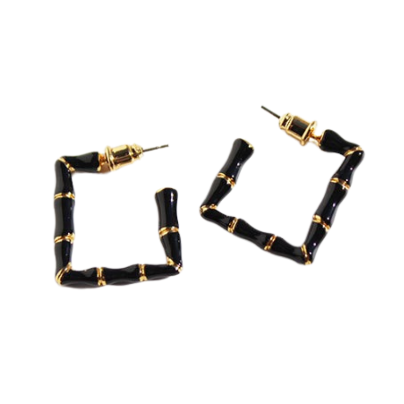 Enamel Square Stud Earrings
