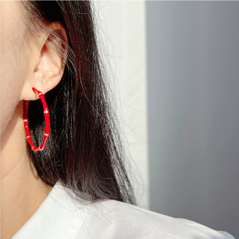 Enamelled Bamboo Stud Earrings