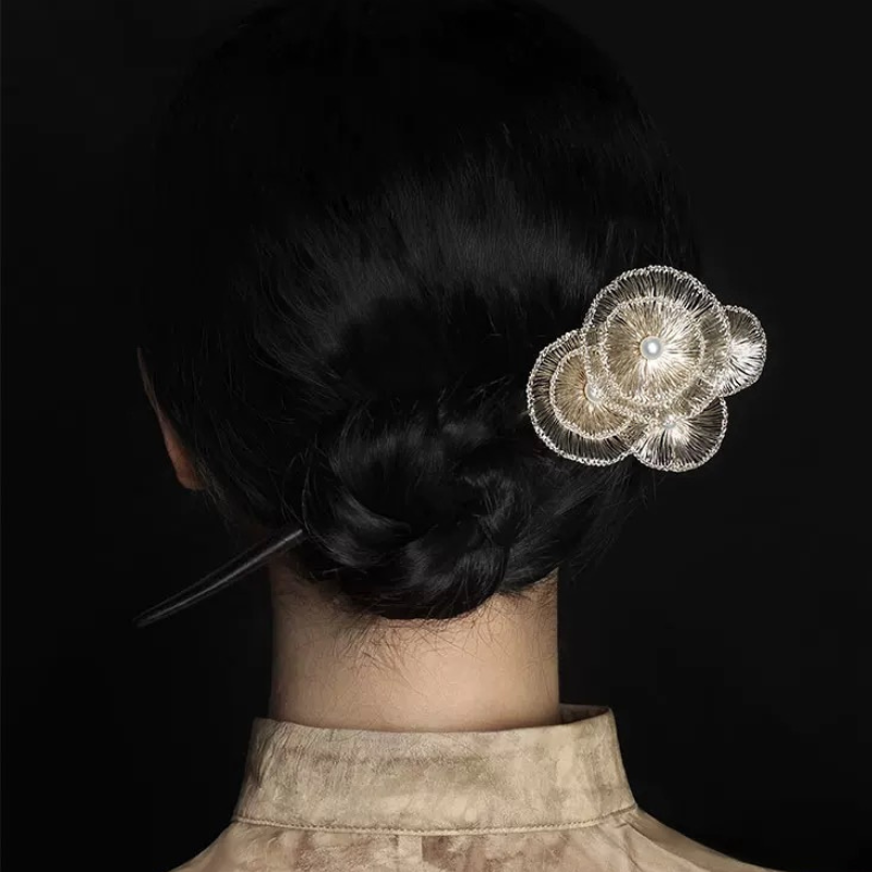 Hand-woven Copper Wire Pearl Hairpins