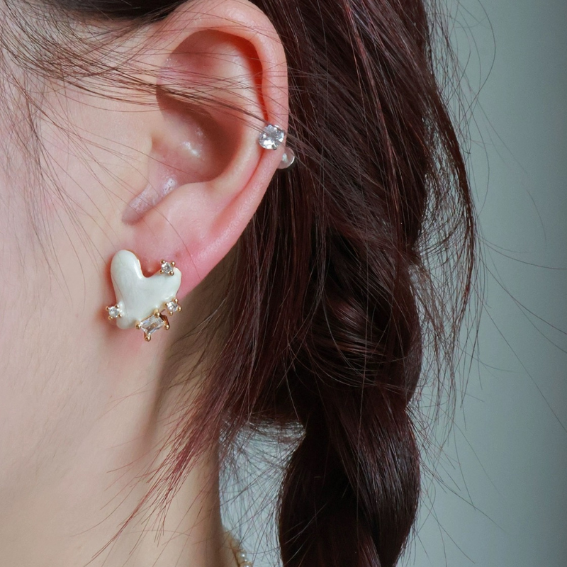 Love Heart Enamel Earrings