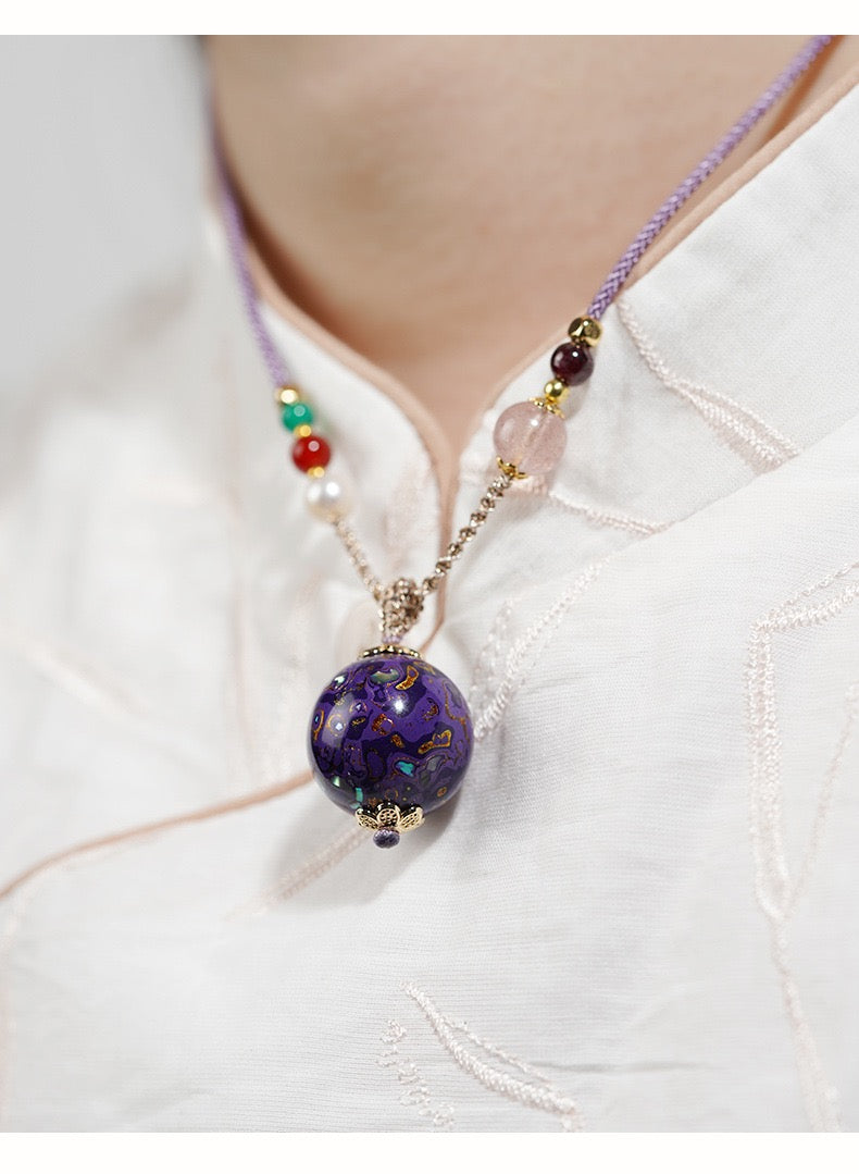 Rosewood Lacquer Bead Adjustable Necklace