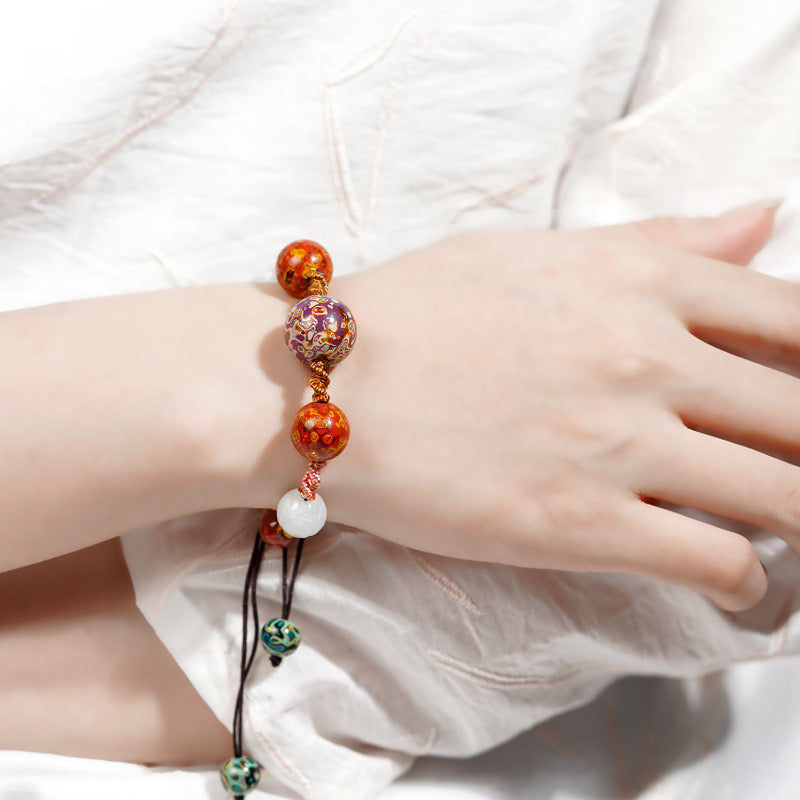 Rosewood Lacquer Bead Adjustable Bracelet