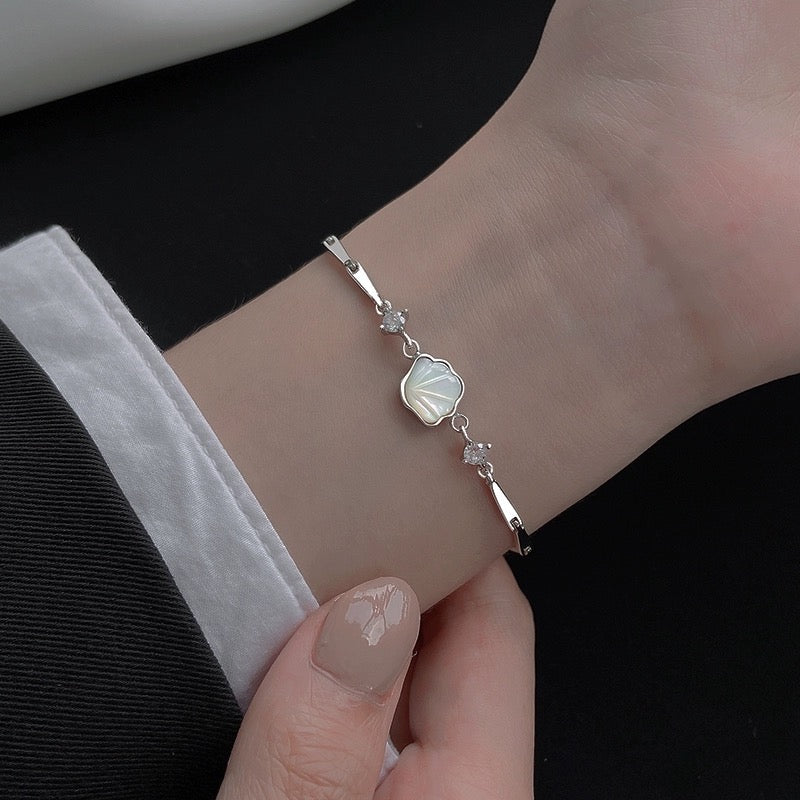 S925 Sterling Silver Bamboo Mother Of Pearl bracelet