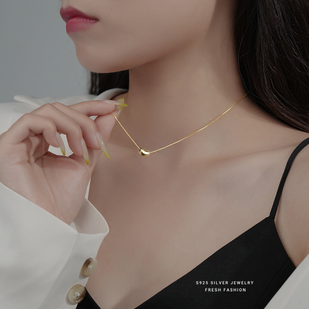 S925 Sterling Silver Bean Necklace