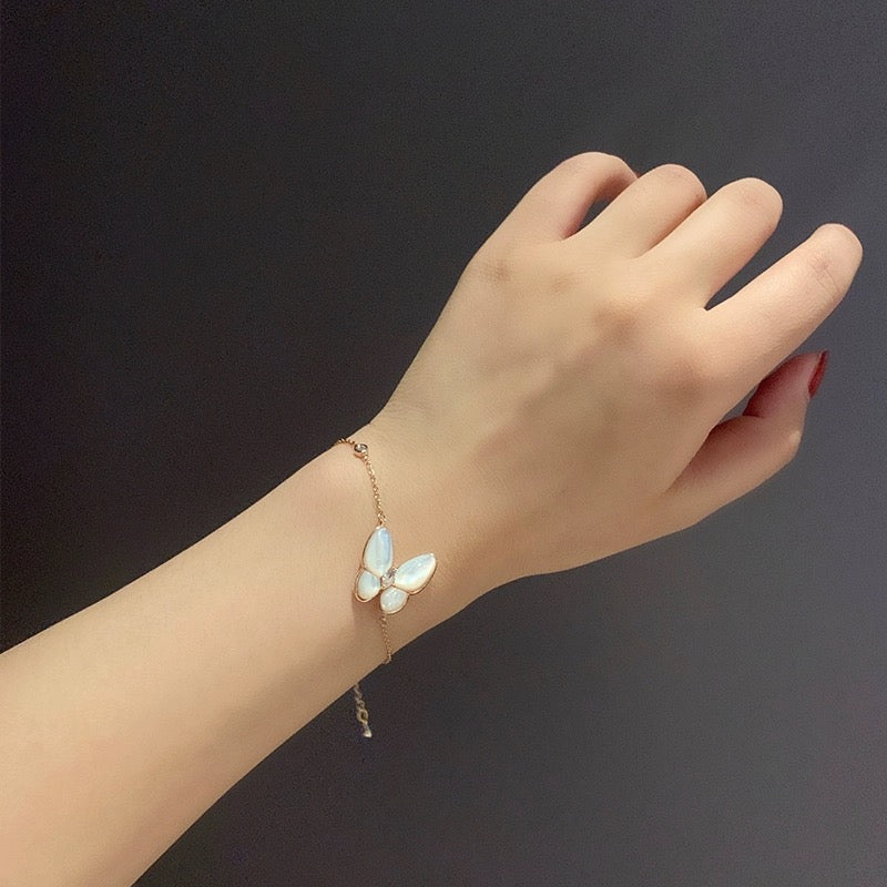 S925 Sterling Silver Butterfly Mother Of Pearl bracelet