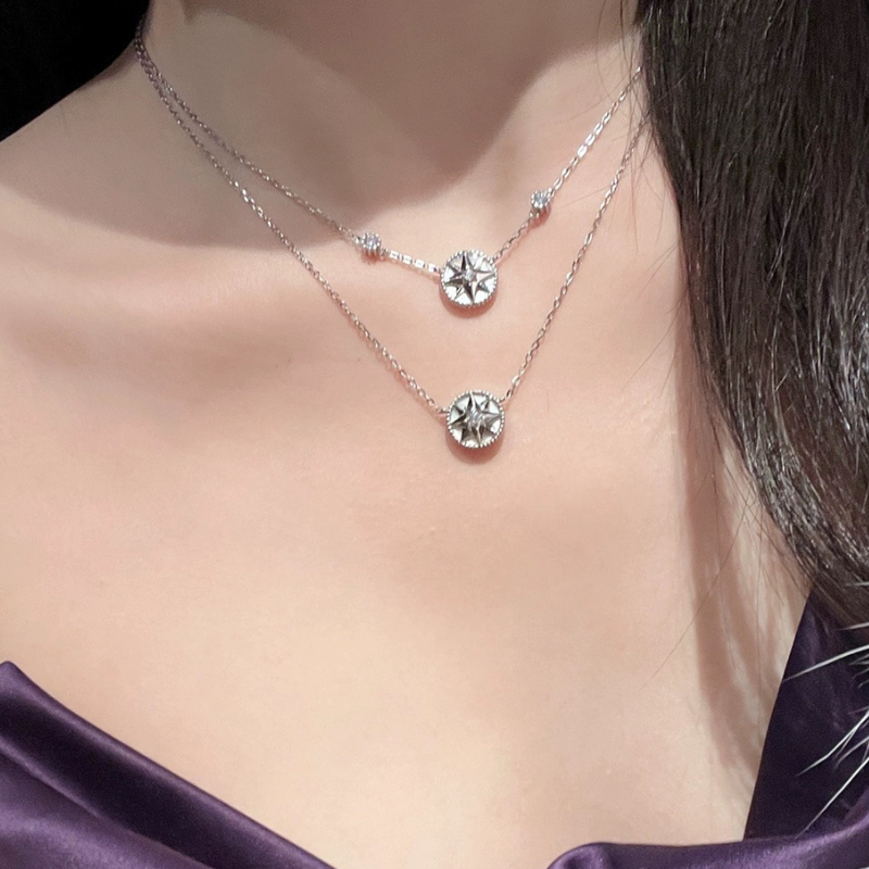 S925 Sterling Silver Compass Mother Of Pearl Necklace