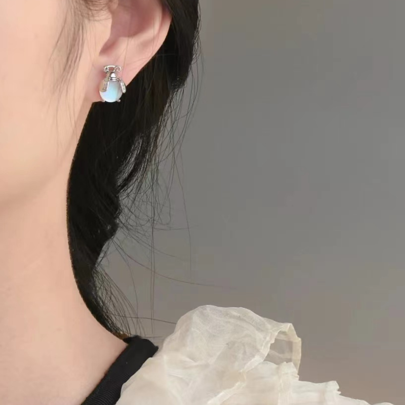 S925 Sterling Silver Firefly Moonstone Earrings