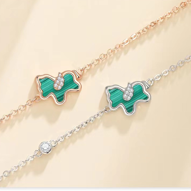 S925 Sterling Silver Malachite Horse Bracelet