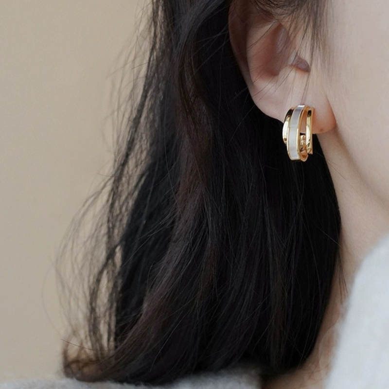 S925 Sterling Silver Needle White Shell Earrings