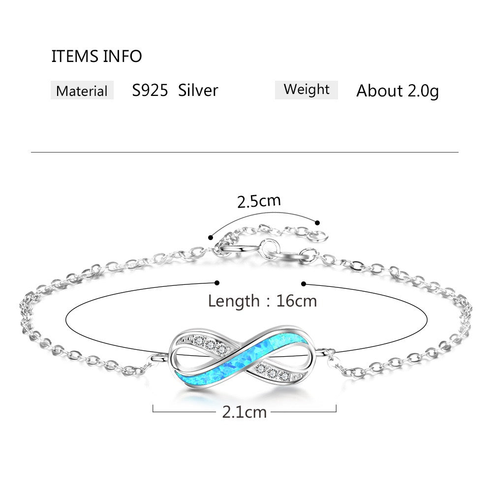 S925 Sterling Silver Opal Bracelet