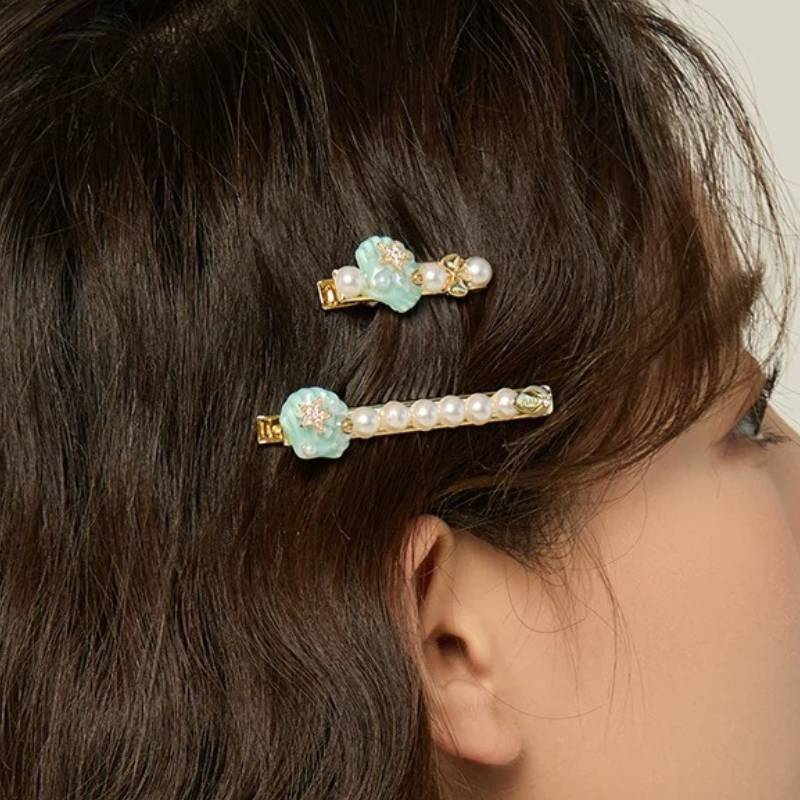 Shell Artificial Pearl Hair Clip(A pair)