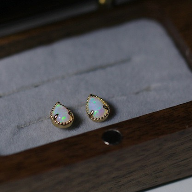Opal Water Drop Earrings 925 Sterling Silver