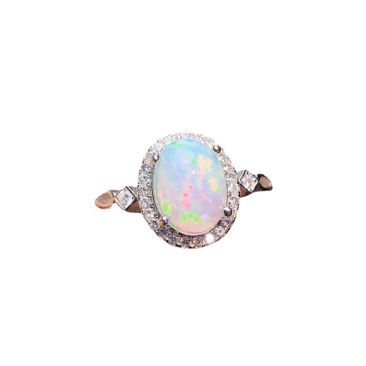 Luminous Opal Adjustable Ring 925 Sterling Silver