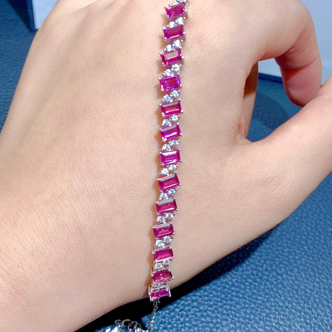 S925 Silver Purple Garnet Bracelet