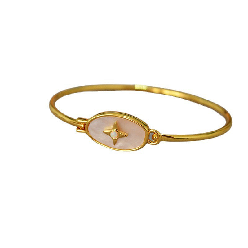 Brass-Plated 18K Gold Mother-Of-Pearl Bracelet