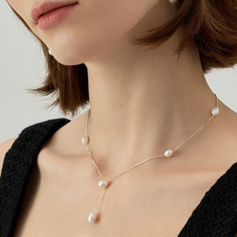 S925 Sterling Silver Imitation Pearl Necklace