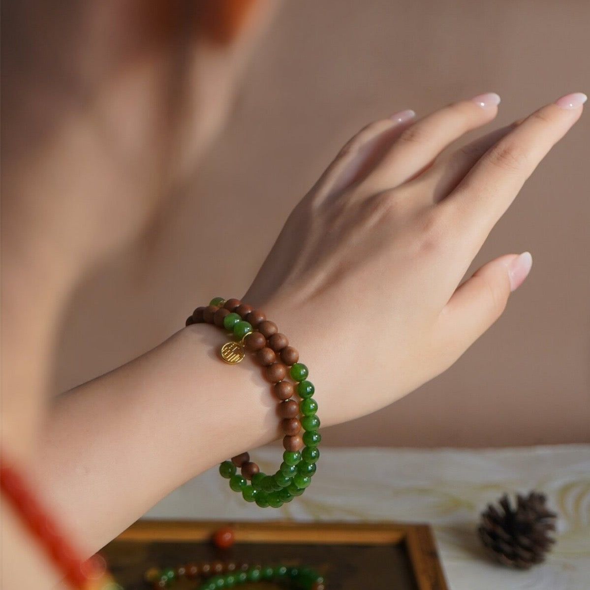 Cook Bodhi And Tian Jade Sandalwood Double Bracelet