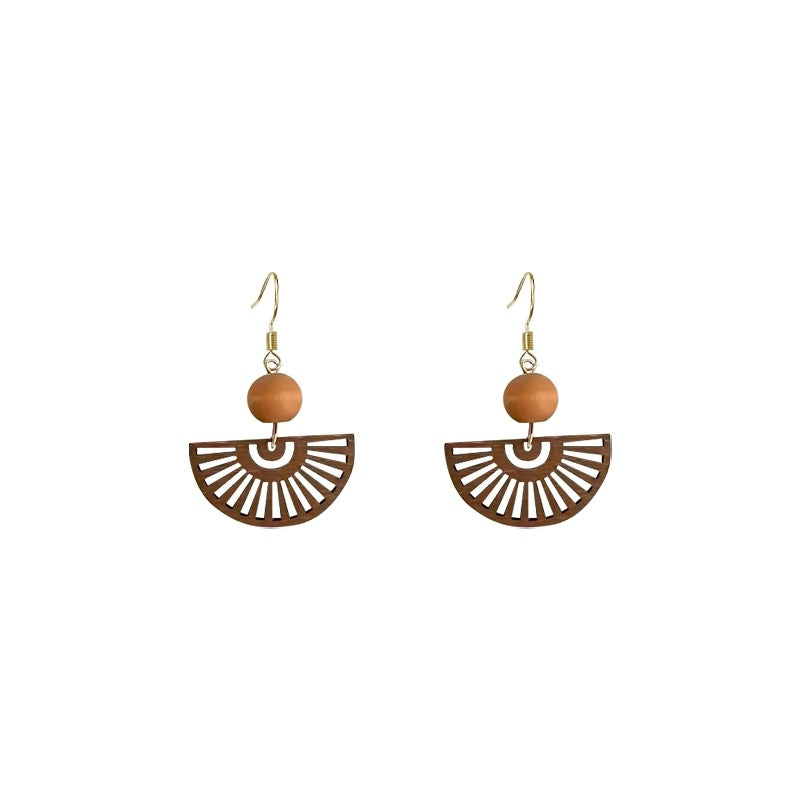 Wooden Fan Earrings