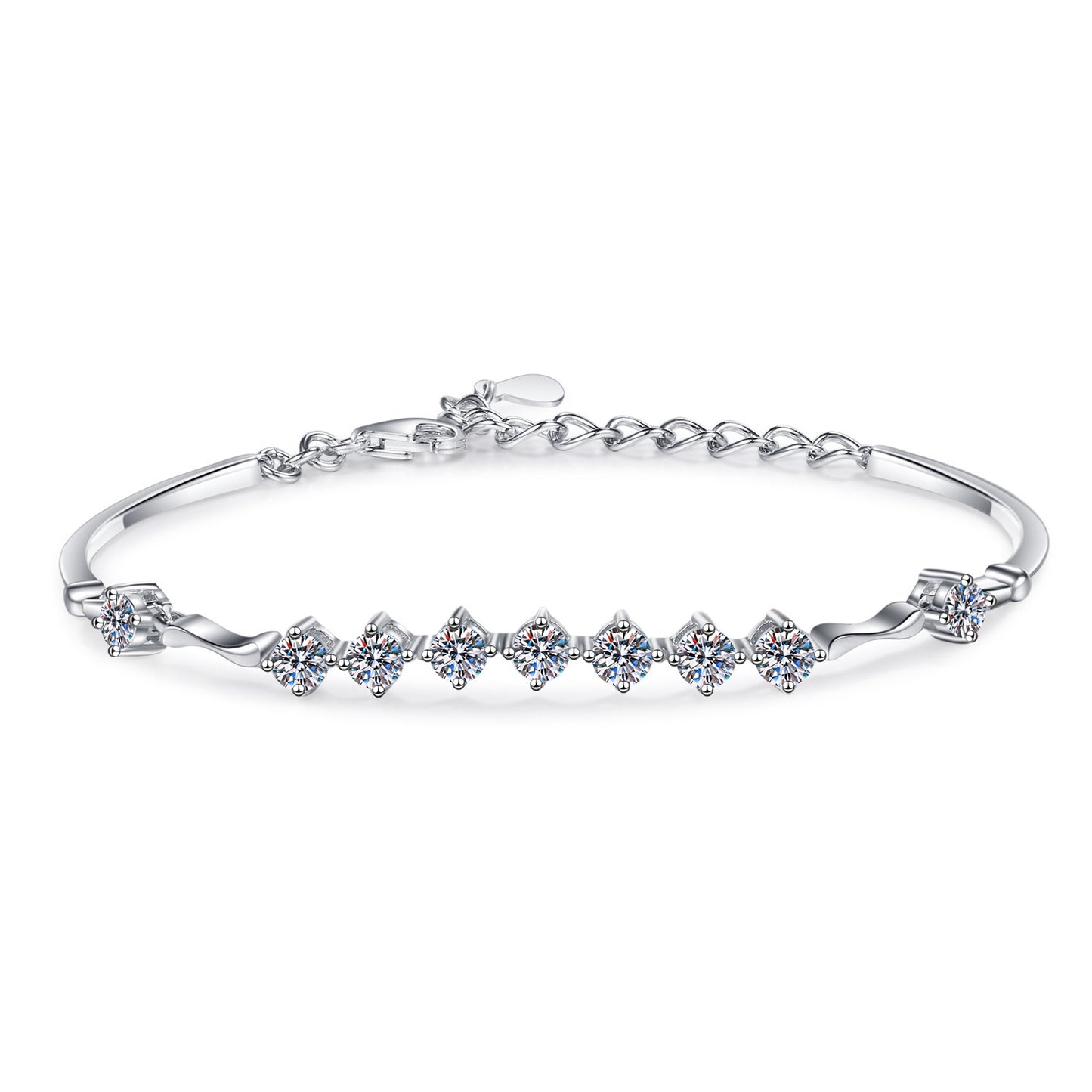 S925 Sterling Silver Mosan Diamond Bracelet