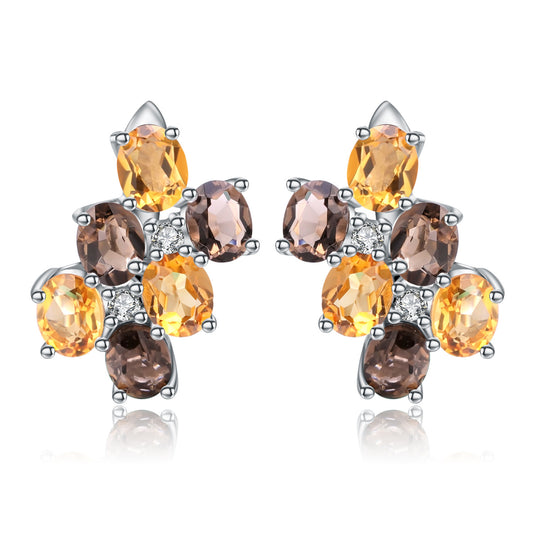 S925 Sterling Silver Natural Citrine Earrings