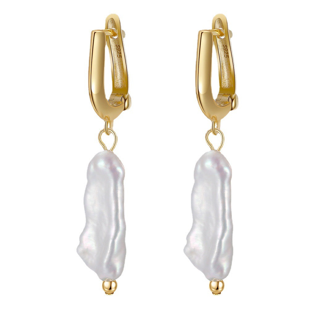 S925 Sterling Silver Natural Pearl Earrings