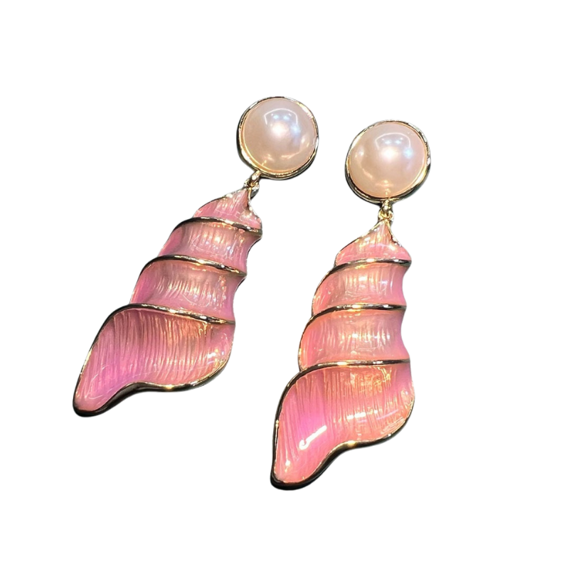 Conch Enamel Drop Glaze S925 Silver Earrings