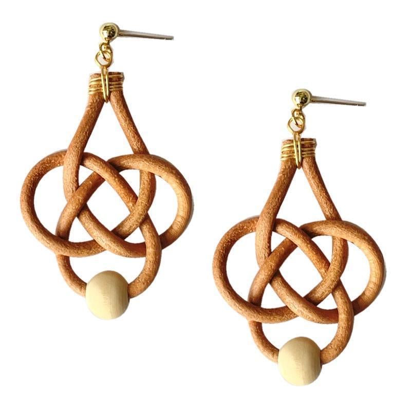 Titanium Steel Wooden Woven Earrings