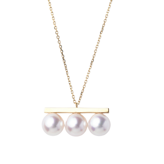 18K Pure Gold natural Akoya Seawater pearl necklace