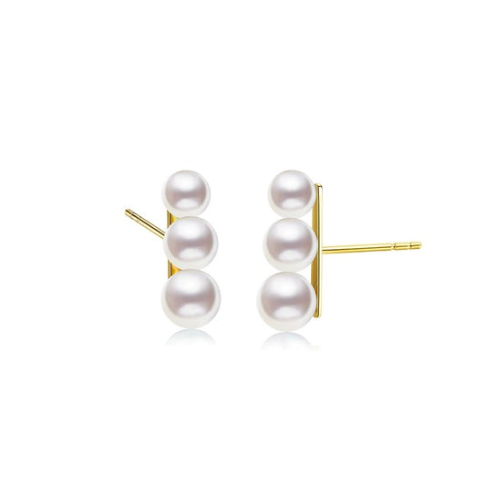 18K Gold  Natural Sea Pearl Balance Beam Earrings