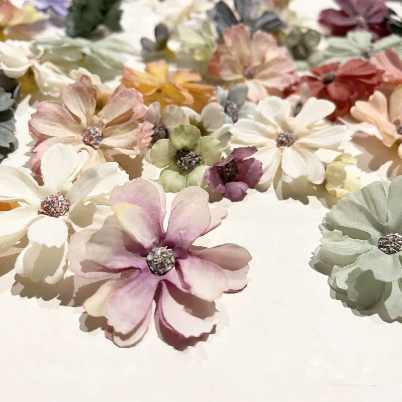 Handmade Silk Flower DIY Material Kit (Includes 15 large flowers and 15 small flowers, 30 pieces in total)