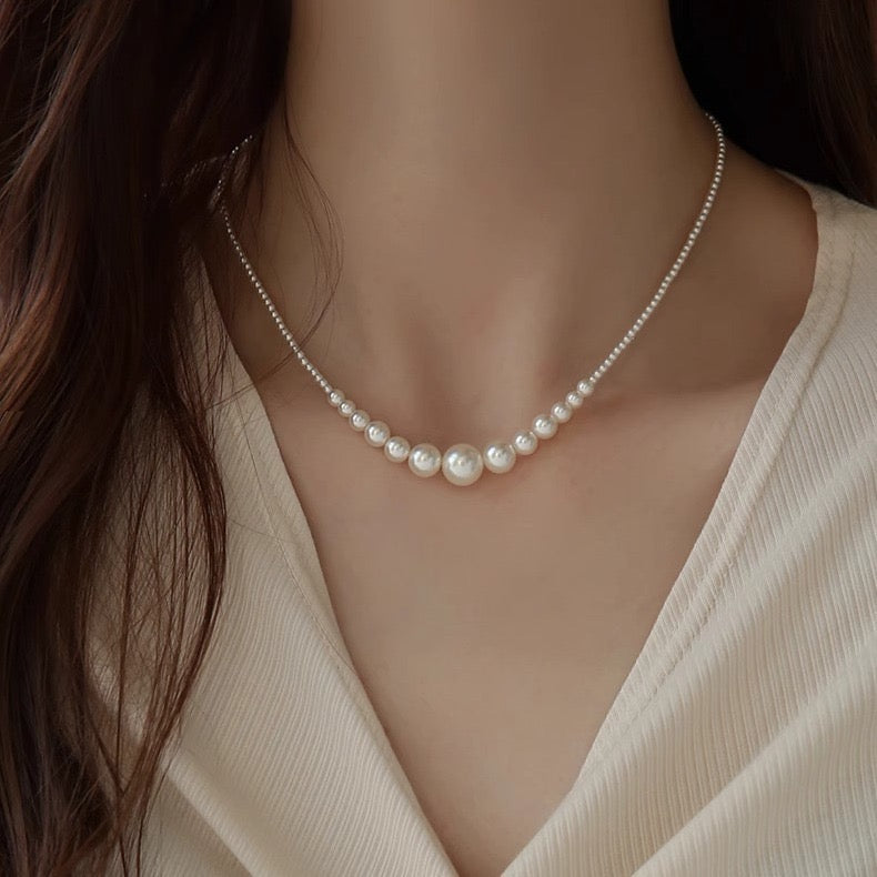 S925 Sterling Silver Artificial Pearl Necklace