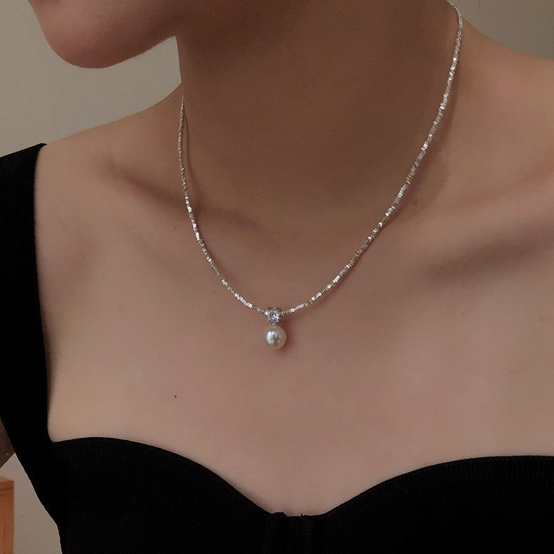 S925 Sterling Silver Artificial Pearl Necklace