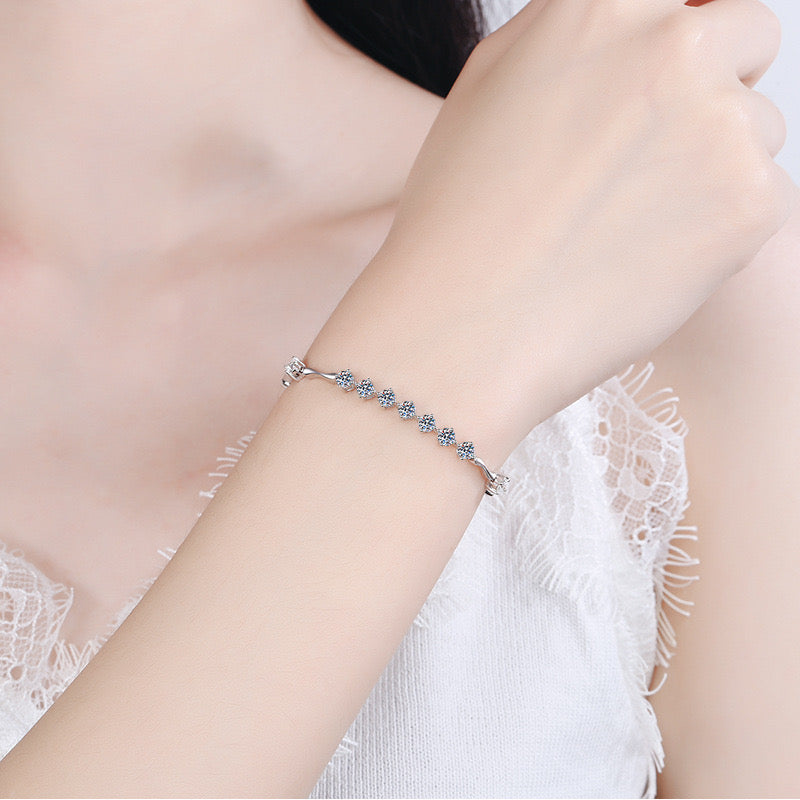 S925 Sterling Silver Mosan Diamond Bracelet