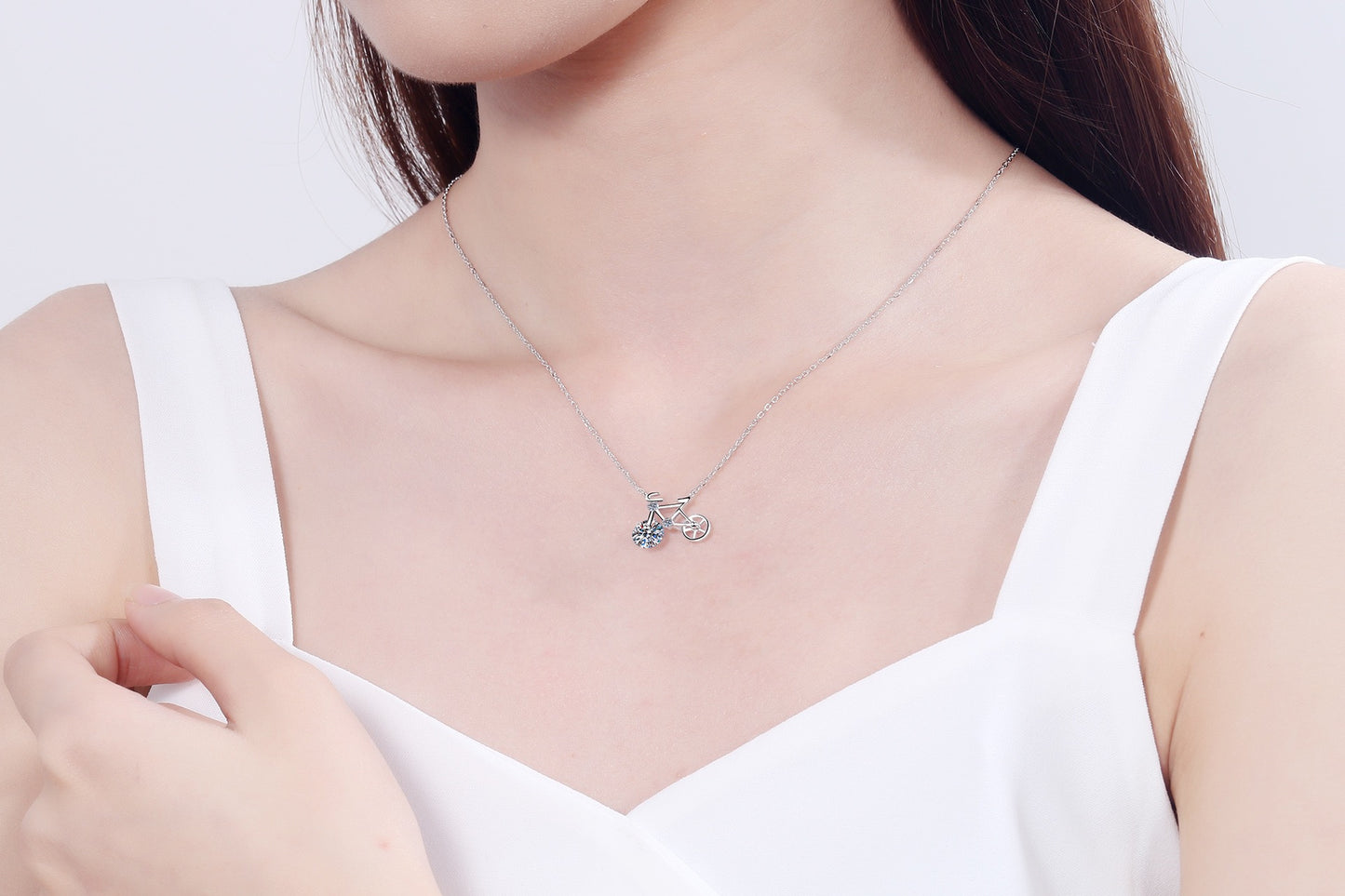 S925 Sterling Silver Mosan Diamand Necklace