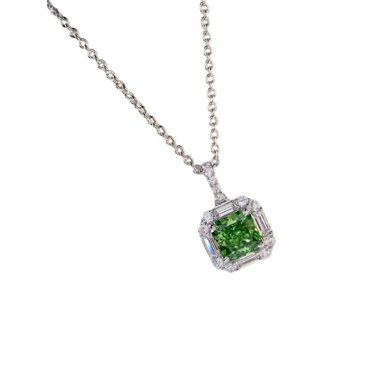 Lab Created Green Diamond S925 Sterling Silver Necklace