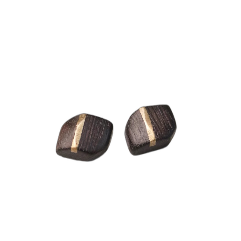 Ebony Brass Panelled Silver Stud Earrings