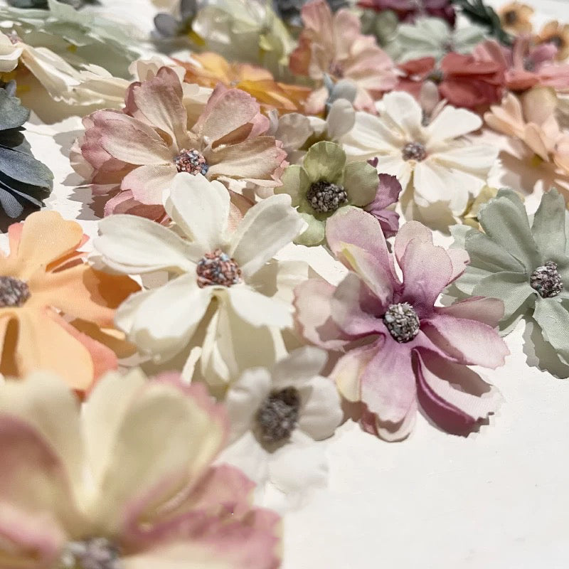 Handmade Silk Flower DIY Material Kit (Includes 15 large flowers and 15 small flowers, 30 pieces in total)