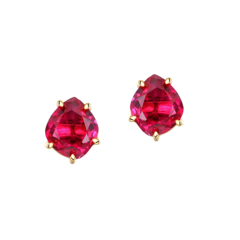 S925 Silver Plated With 10K Gold Red Corundum Earrings