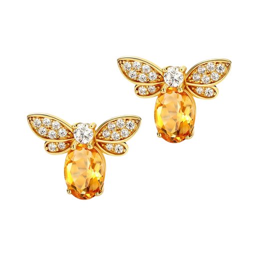 S925 Silver Plated 10k Gold Crystal Zircon Earrings