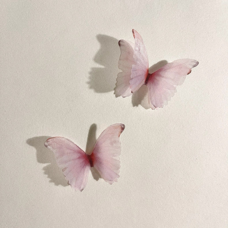 DIY Journaling Supplies - Ultra Dreamy Semi-Transparent Double-Layer Butterflies-2 pink, 2 blue, and 2 purple (6 pieces in total)